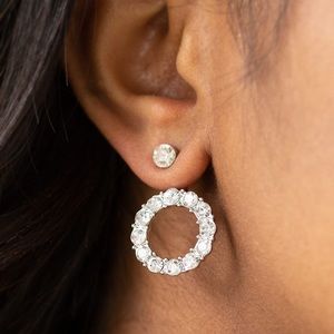 Silver & White Jacket Style Earrings
